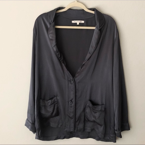 XiRena JULES JACKET MIDNIGHT Holiday Satin Blazer size Large - Picture 6 of 14
